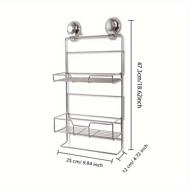 Suction Cup Shower Caddy Bathroom Kitchen Wall Storage Basket Shelf  Organiser