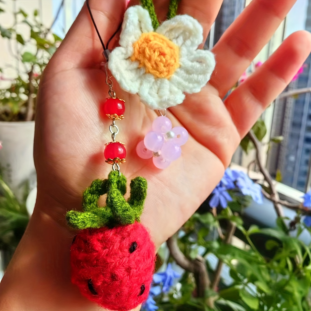 Crochet Flower Bag Charm 