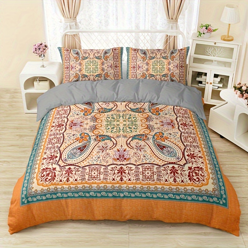 3pcss Fashion Macadamia Flower Bohemian Style Print Duvet Cover 3pcs Set