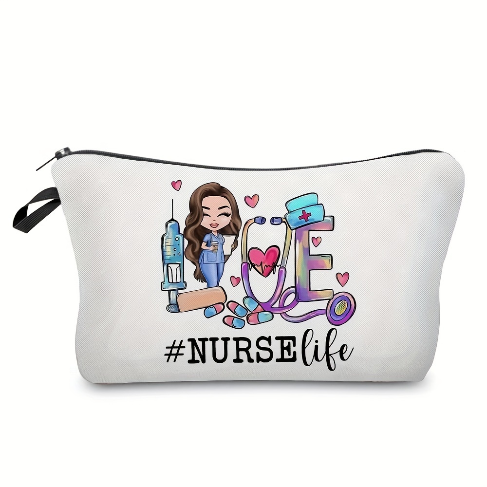 Cartoon Nurse Print Cosmetic Bag, Portable Zipper Toiletry Organizer,  Perfect Carrying Packing Storage Bag For Travel, Best Gift For Nurses - Temu