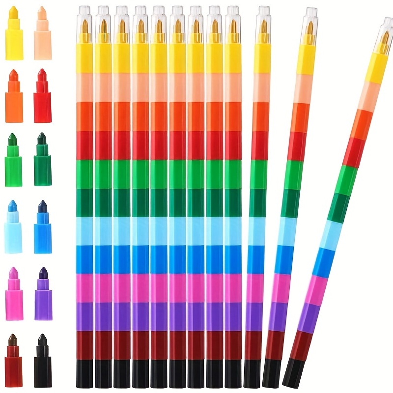  Dotbengc 30 Pcs Smiley Stackable Crayons, Mini Stackable  Crayon Packs, Colored Pencils, Rainbow Markers Pen, Stacking Crayons for  Drawing Gifts, Party Favors School Office Supplies, 7 Colors : Arts, Crafts  & Sewing