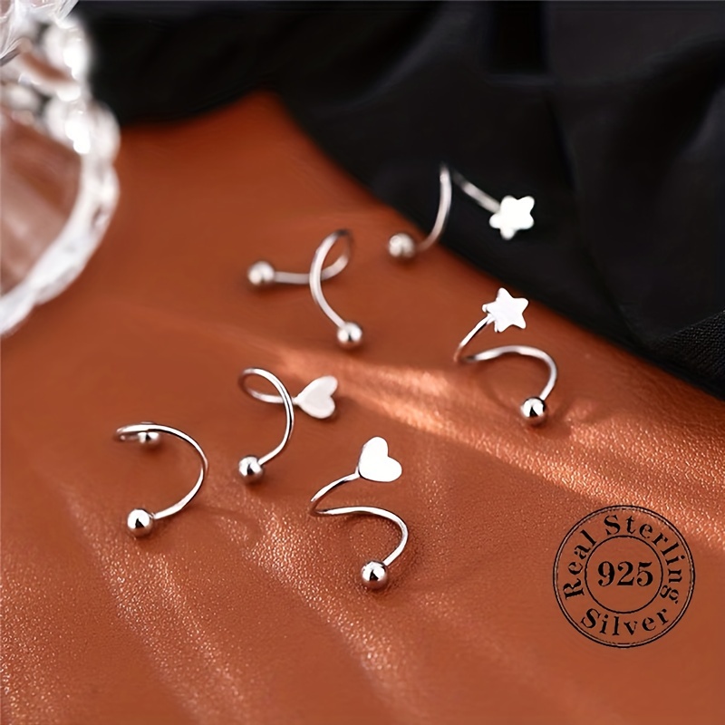 

S925 Pure Silver Ear Cuff Small And Earrings Elegant For Women Girls