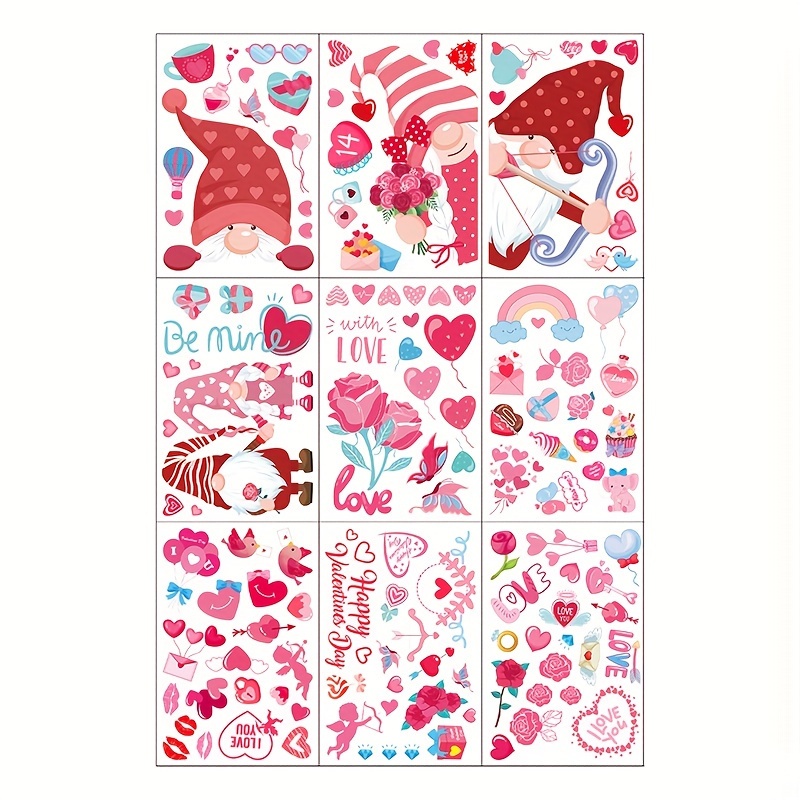 Valentines Day Decor Window clings 10 Sheet for Glass Windows Double-Sided  Valentines Day Decorations Heart Window Decal