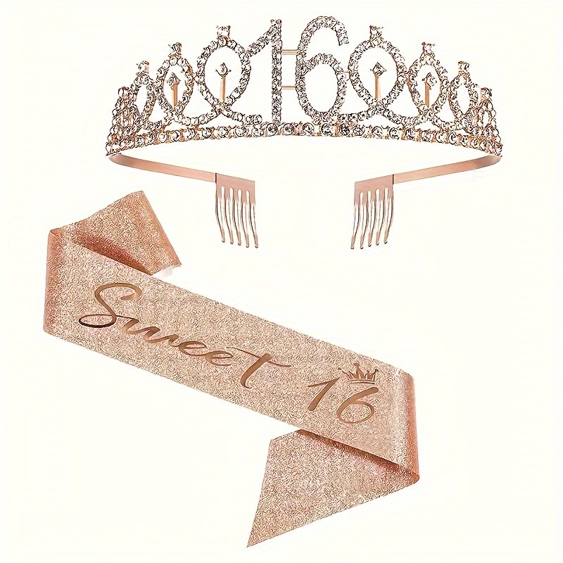 

Set, 16th Birthday Sash And Tiara For Girls, 16th Birthday Gifts, Birthday Party Supplies, Photo Prop Decor, Celebration Decor, Party Decor Supplies