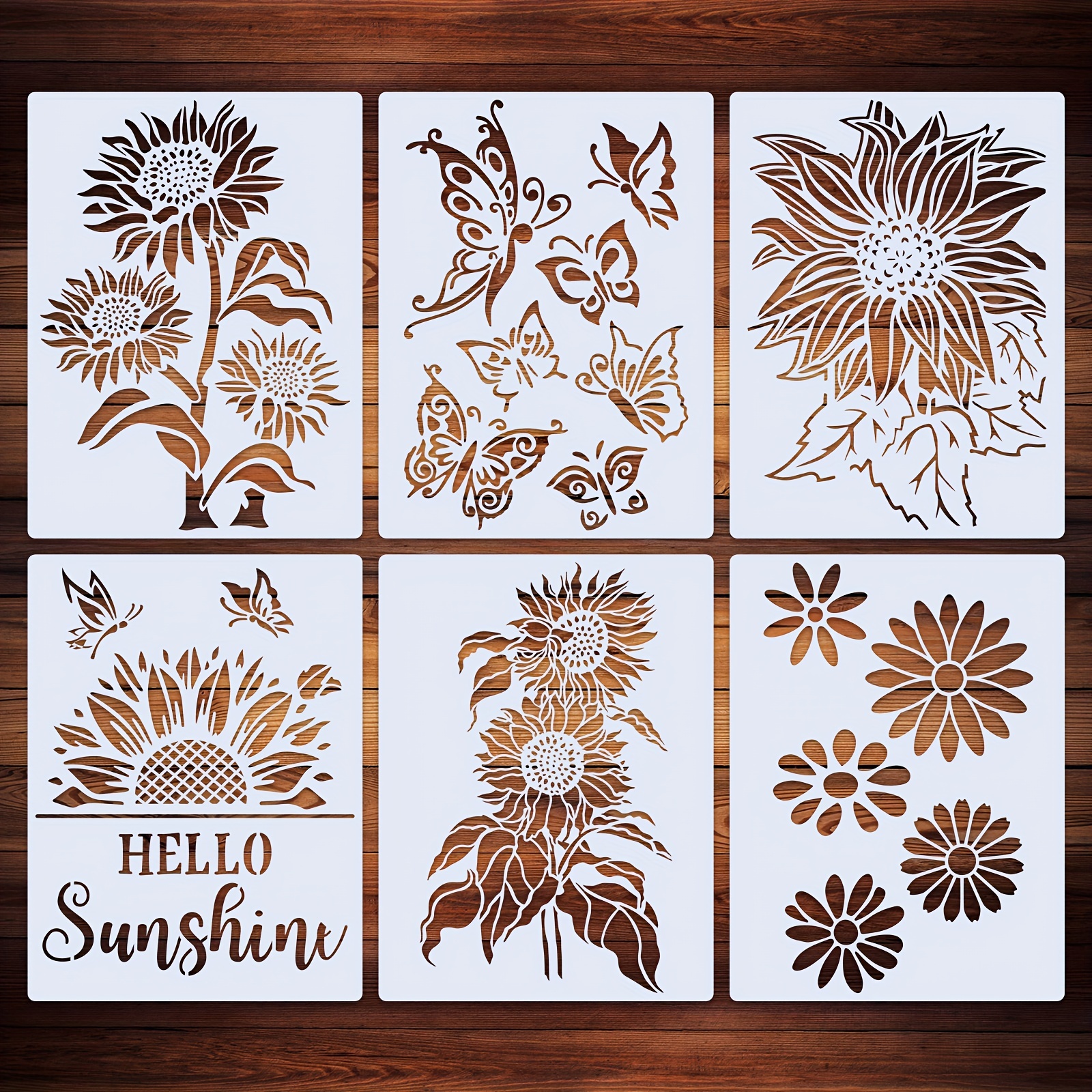 Flower Stencils 5 PACK for Wall Decore Painting Crafts Art 