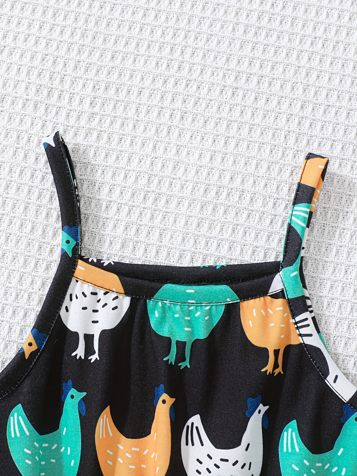 Girls' Chicken Farm Print Romper Jumpsuit
