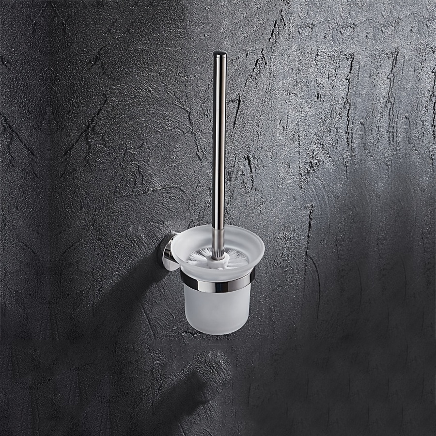 Wall-Mounted Glass and Stainless Steel Toilet Brushes