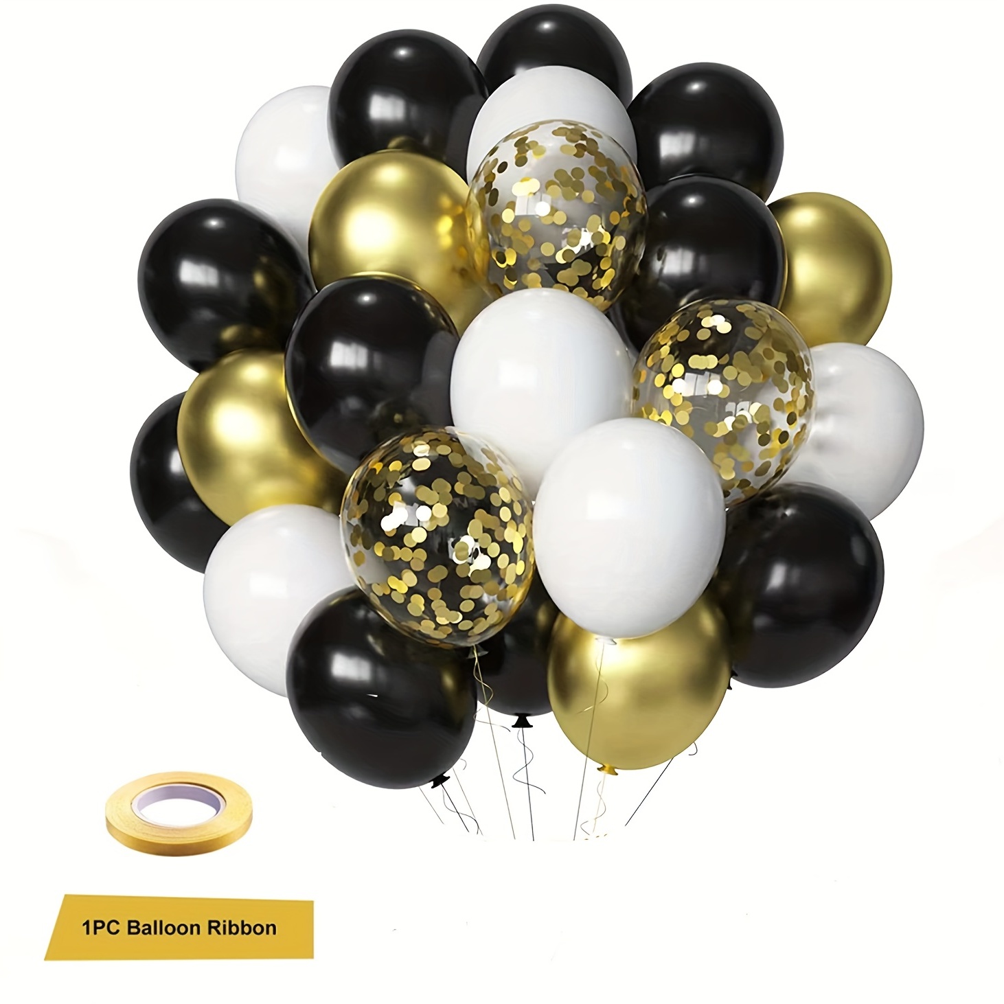 Gold Black Confetti Balloons Gold Ribbon Perfect Graduation - Temu Canada