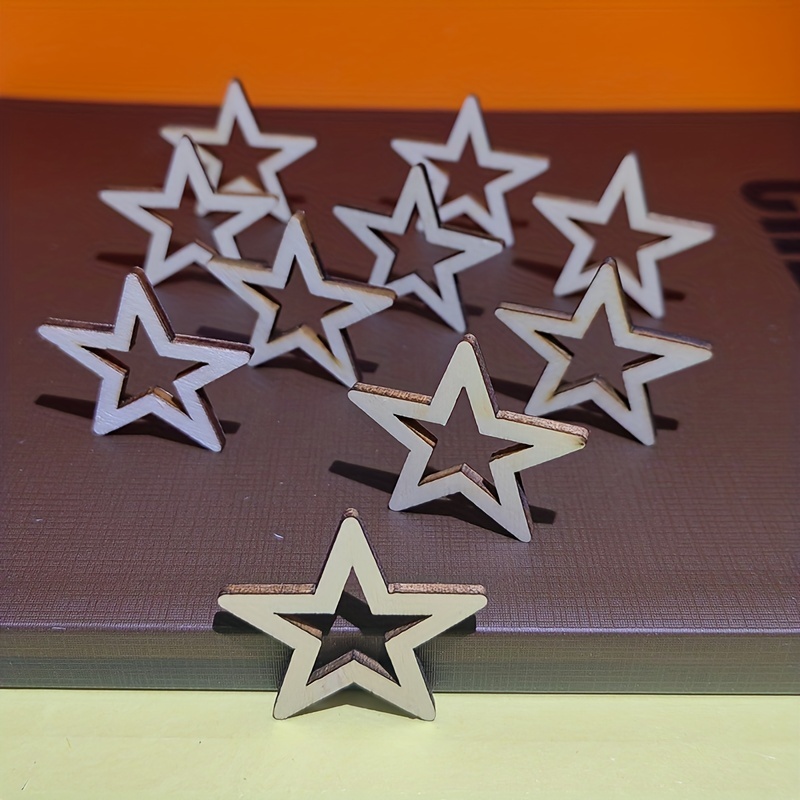 Wooden Stars Diy Painting Wooden Chips Christmas Wedding - Temu