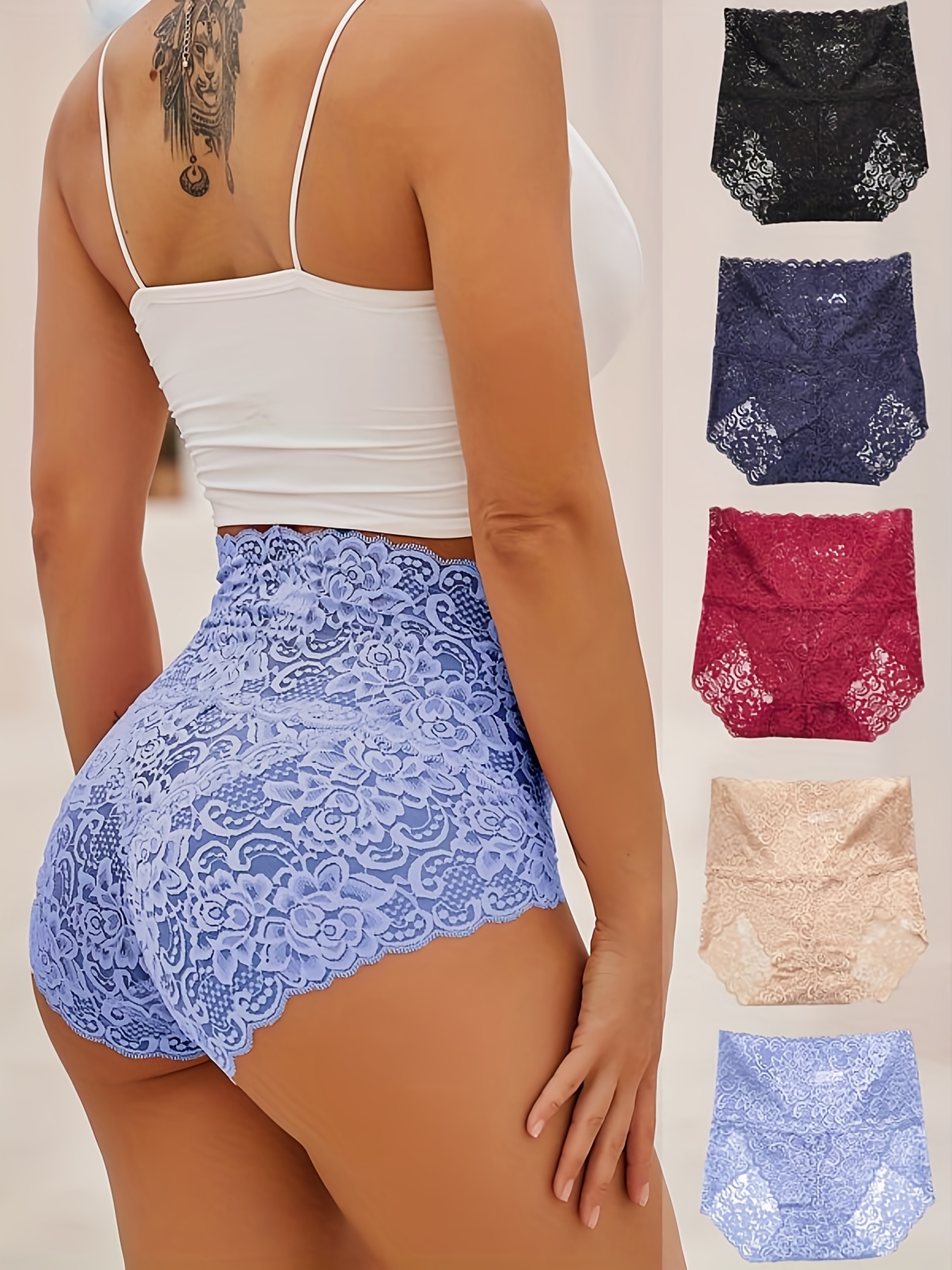 Floral Lace High Waisted Brief
