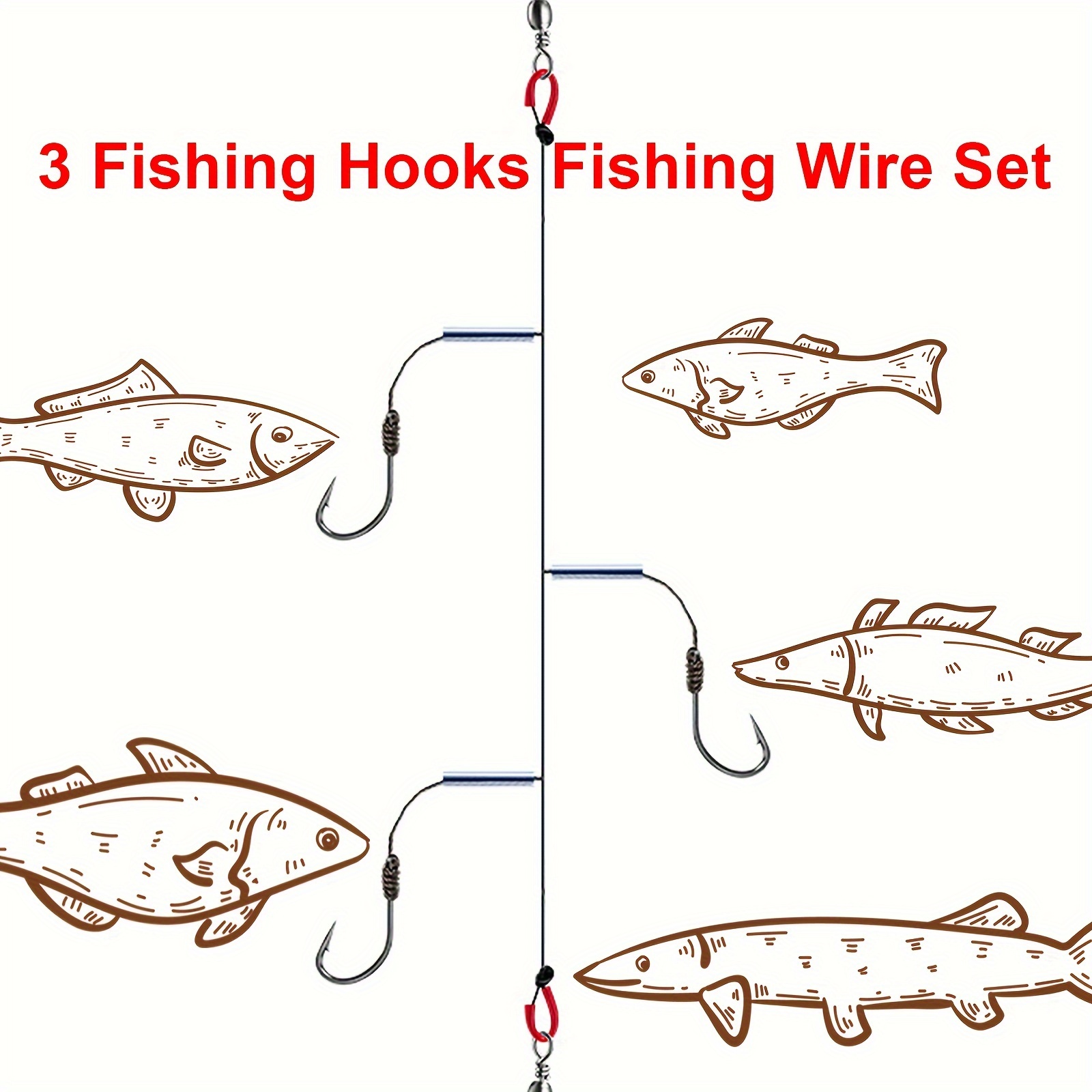 Anti-winding Swivel String Sea Fishing Hook Steel Rigs Wire Leader Fish  Hooks