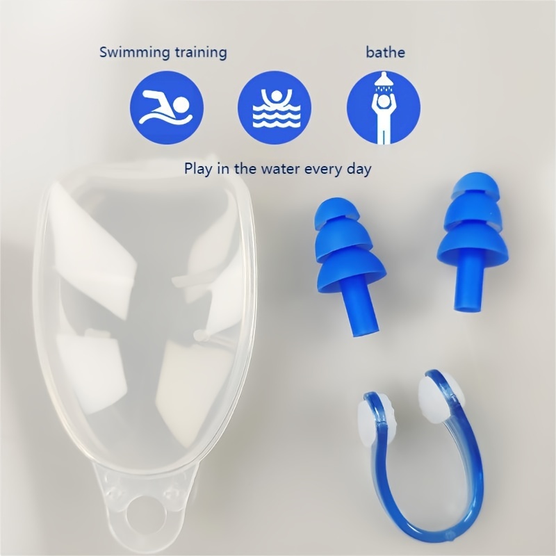 1 Paire accessoires de piscine en silicone souple natation étanche bouchon  d'oreille nez clip swim écouteurs surf natation bouchons