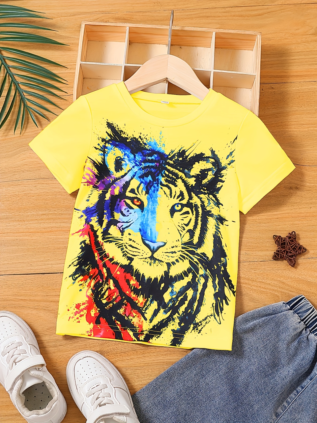 Printed T-shirt - Yellow/Tiger - Kids