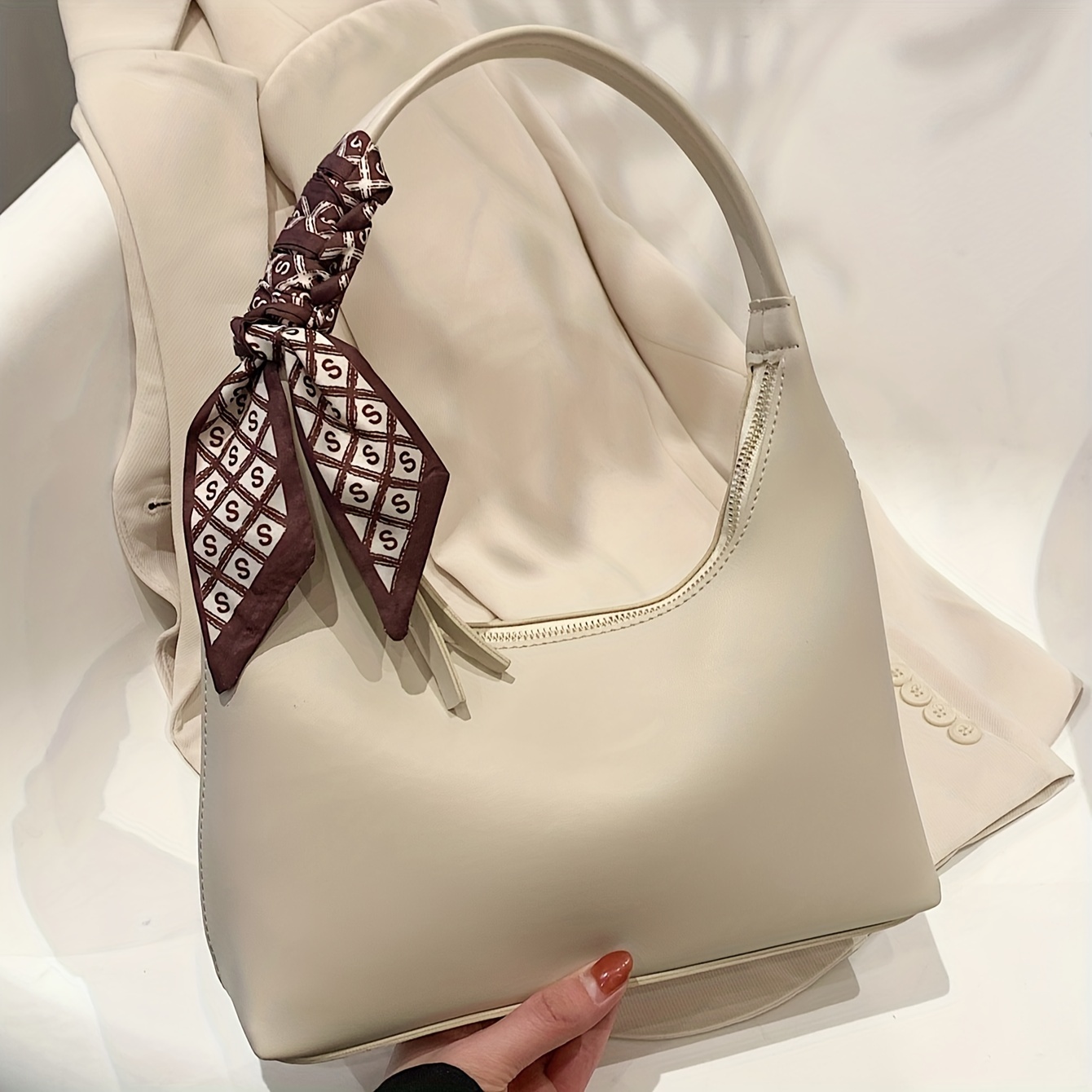 Fashion Silk Scarf women Shoulder Bag Design pu leather Ladies
