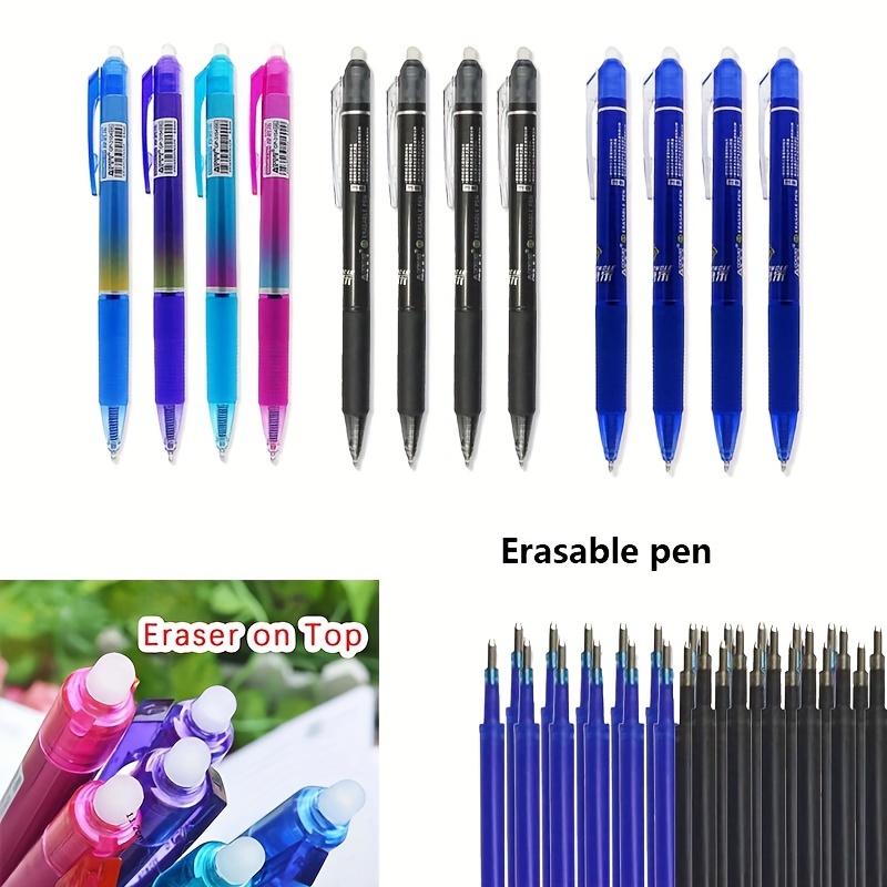  RIANCY Erasable Gel Pens 8pcs Blue Retractable Erasable Pens  Clicker, Fine Point, Make Mistakes Disappear, Blue Ink for Writing Planner  and Crossword Puzzles (0.7mm) : Office Products
