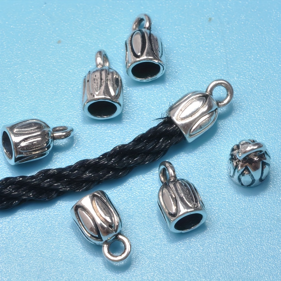 

20pcs Silvery Alloy Pendant Necklace Beaded Charm Connectors Leather Cord Connector Ring Accessories Spacer Bead Septa Flower Cap Flower Bracket Beaded Cap Beads Caps Cord Ends Beads 5mm
