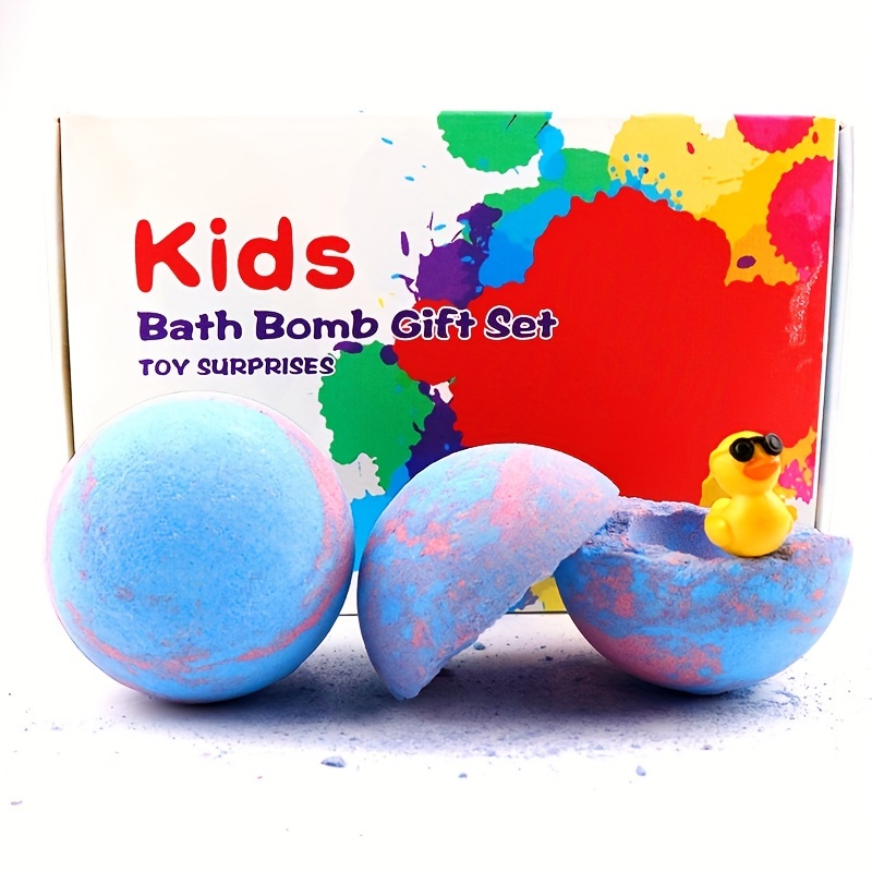 Bombas de baño para niños con juguetes en el interior para niñas y niños –  Sorpresa de baño de burbujas, aceite esencial vegano, spa, baño de bolas de