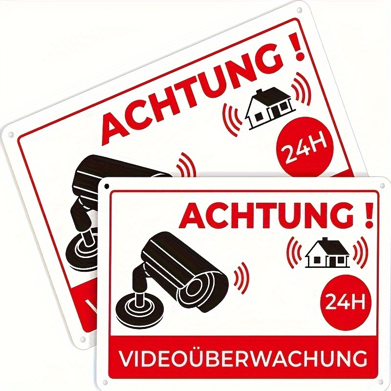 2 Stück Achtung Metallschild Achtung Videoüberwachung Schild - Temu Austria