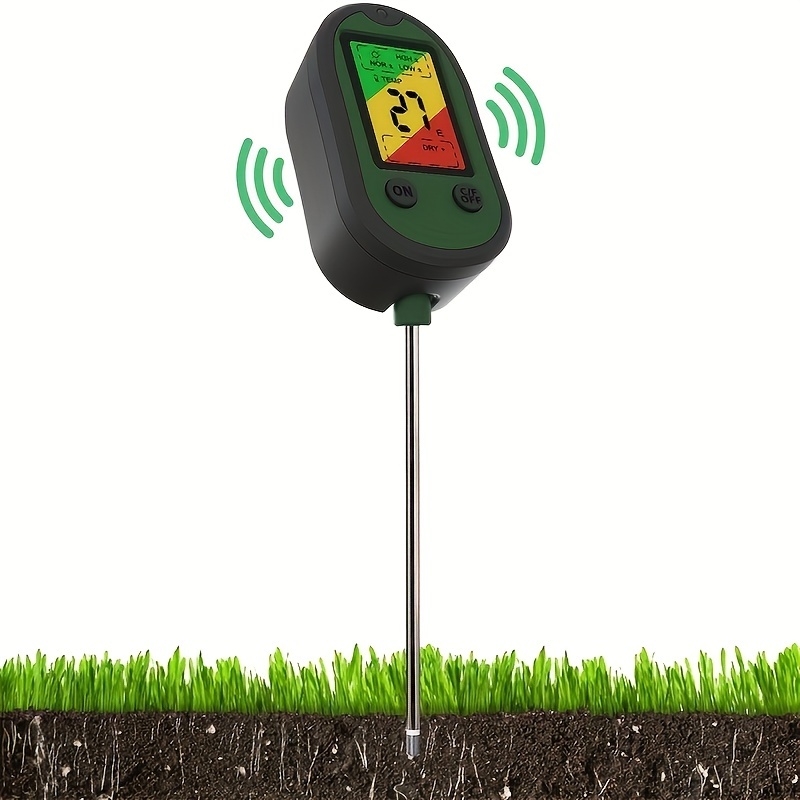  FASJ Medidor de pH del suelo, 5 en 1 de mano para conductividad  de humedad y humedad del suelo, probador de pH NPK con pantalla LCD de 2.8  pulgadas, botones multifunción