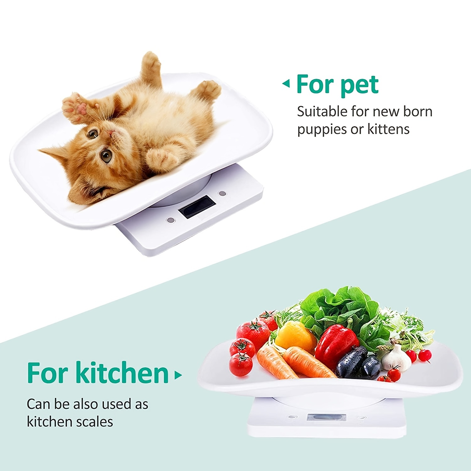 Digital Pet Scale With Lcd Display, 4 Weighting Modes (oz/ml/lb/g) For Pets  And Kitchen