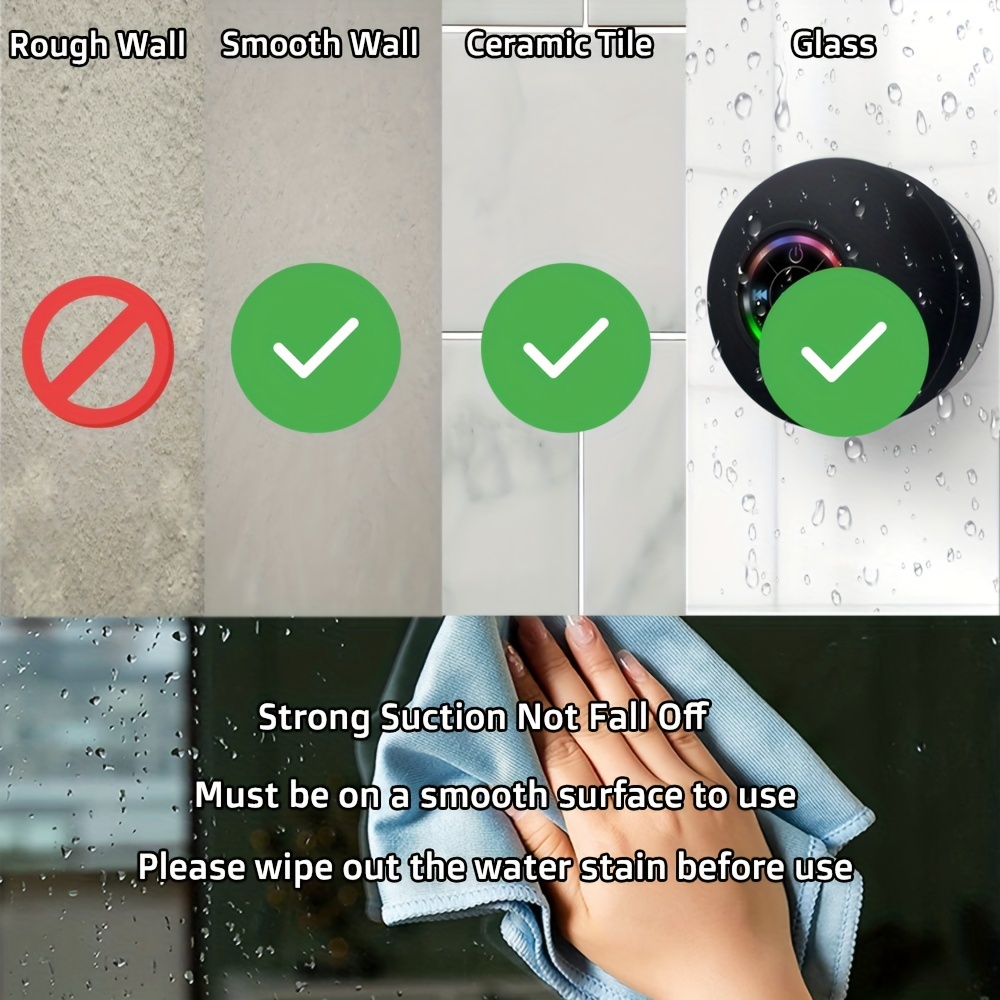 portable wireless speaker shower speaker with suction cup usb rechargeable speaker with 2 hours play time 3 7v 400mah battery 5 0 chip