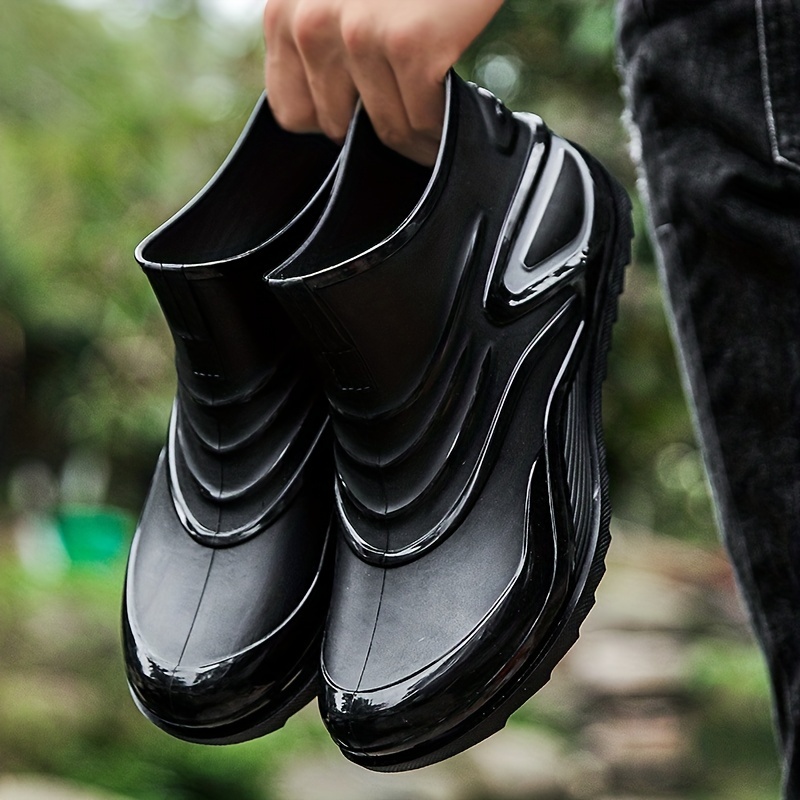 Women Men's Fluorescent Rain Boots, Solid Non-slip Wear-resistant Waterproof Slip On Rain Shoes For Outdoor Working Fishing