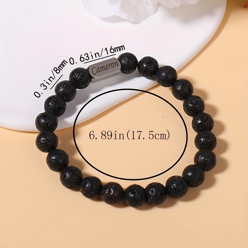 Natural Stone Bracelet with Custom Engraving