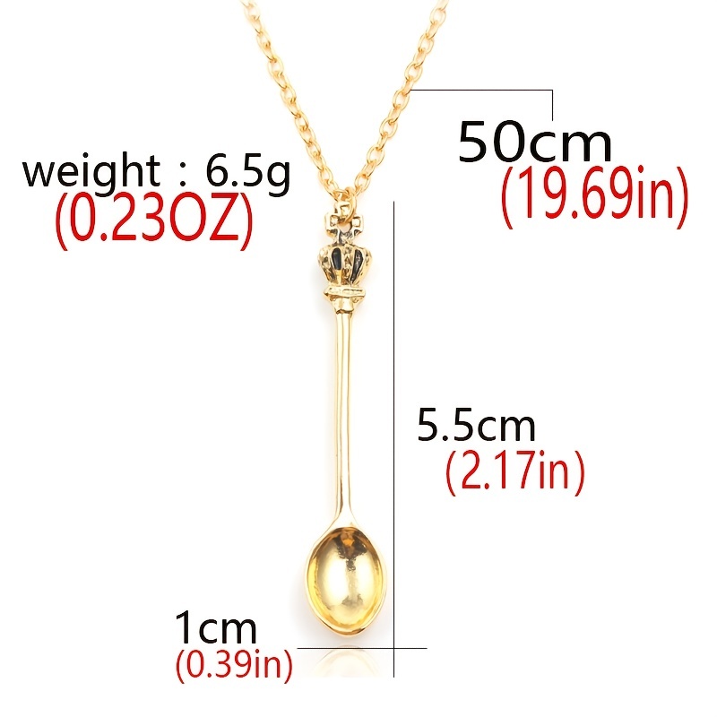 Creative Crown Mini Tea Spoon Pendant Necklace