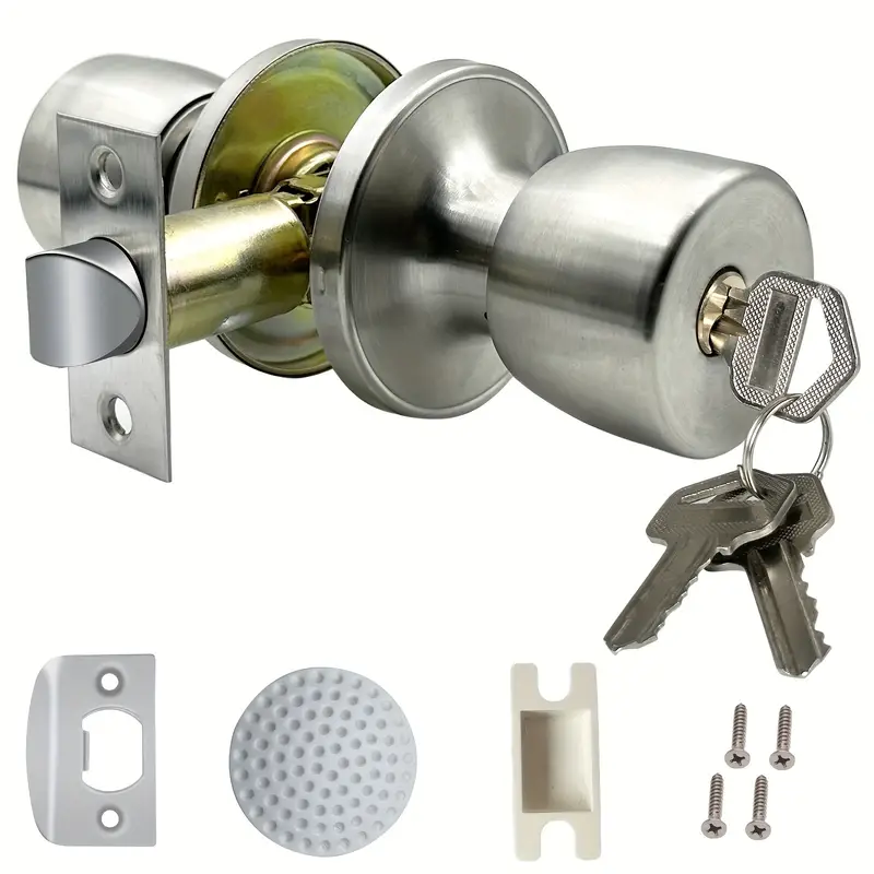 1 ensemble, bouton de porte avec serrure et clé, serrure à bille ronde en  acier inoxydable, poignée de bouton de porte intérieure/extérieure pour  chambre salle de bain/porte d'entrée - Temu Switzerland