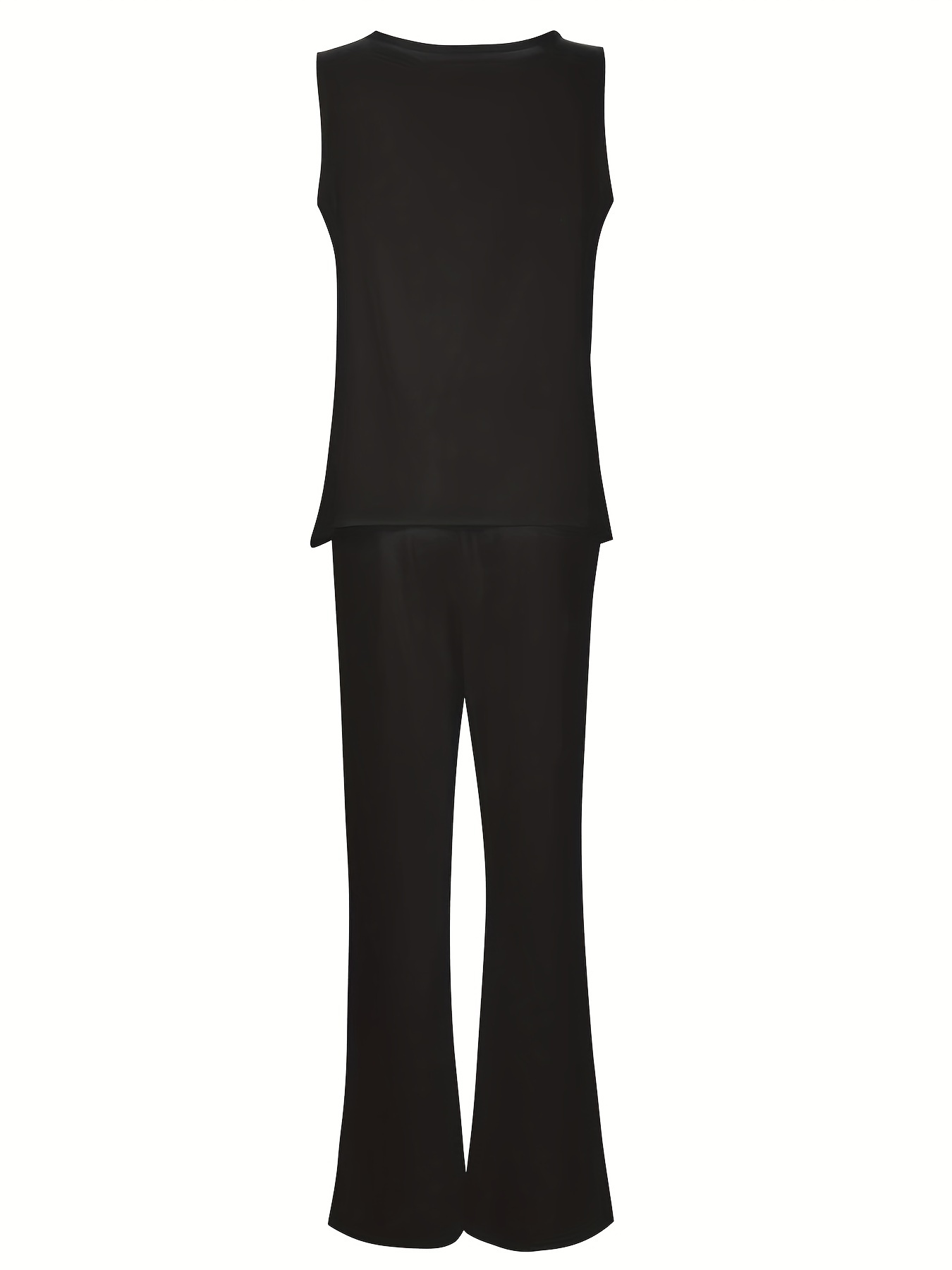 Solid Tank Top & Wide Leg Pants Set