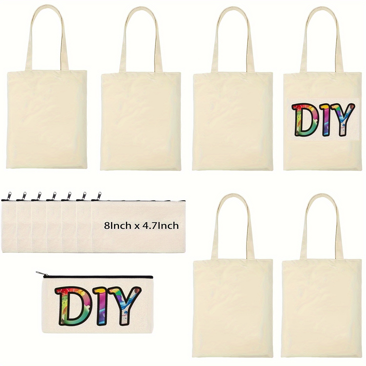 

12pcs Sublimation Blanks Tote Bags, Reusable Grocery Bags Diy Heat Transfer Canvas Tote Bags Cosmetic Makeup Bags Shopping Bags With Customized Color For Diy, Advertising, Christmas Craft Gift