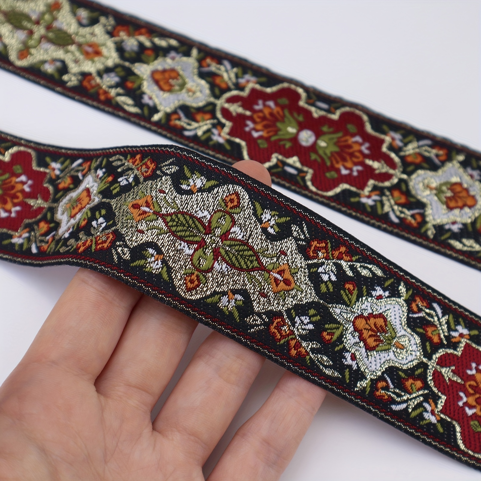 7 Yards Jacquard Ribbon Vintage Woven Trim 2 Inch Floral Woven Embroidered  Ribbon Fabric DIY for Embellishment Craft Supplies Clothes Strap Sewing  Decor Trim 