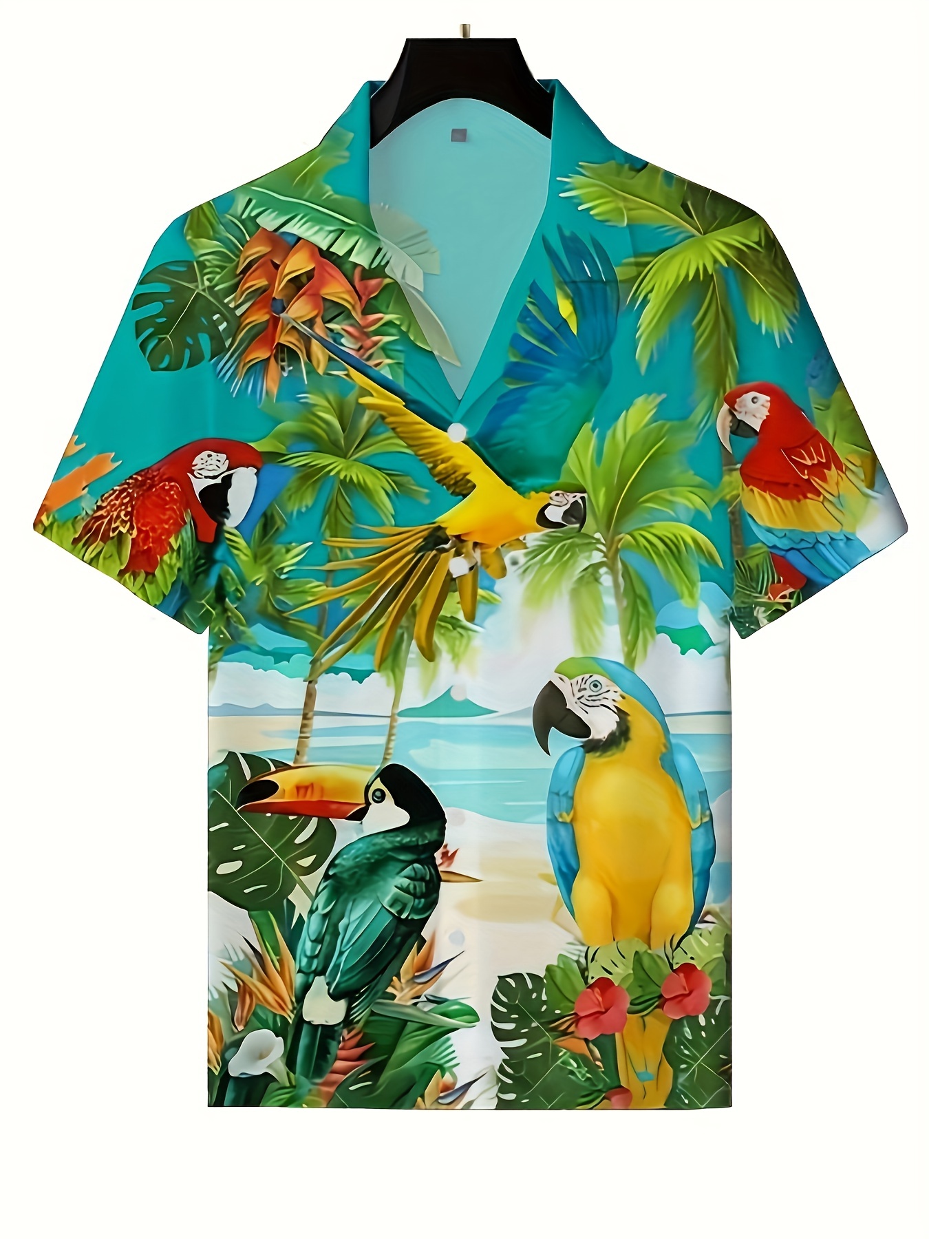 Adult Short Sleeve Gardening Tropical Sun Shirt - Parrots