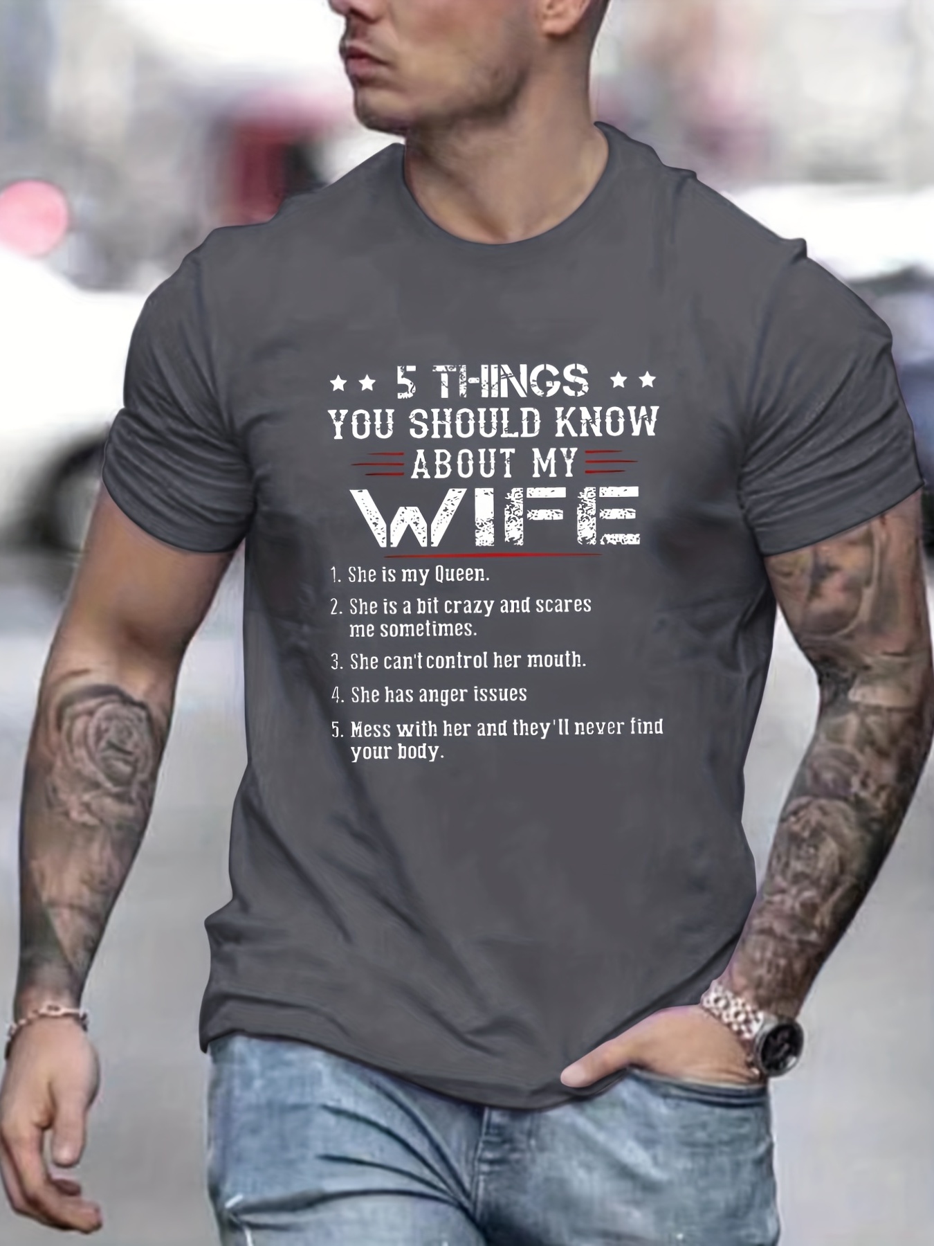 Funny Wife Slogan Pattern Print Men's T-shirt, Graphic Tee Men's Summer  Clothes, Men's Outfits - Temu