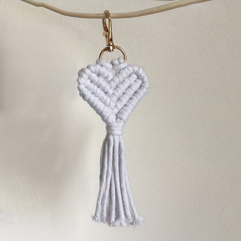 Boho Macrame Keychain Cute Braided Key Chain Ring Purse Bag - Temu