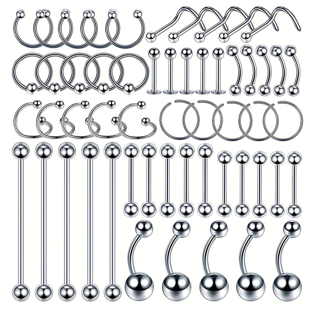 Body Piercing Kit Stainless Steel Piercing Barbells - Temu