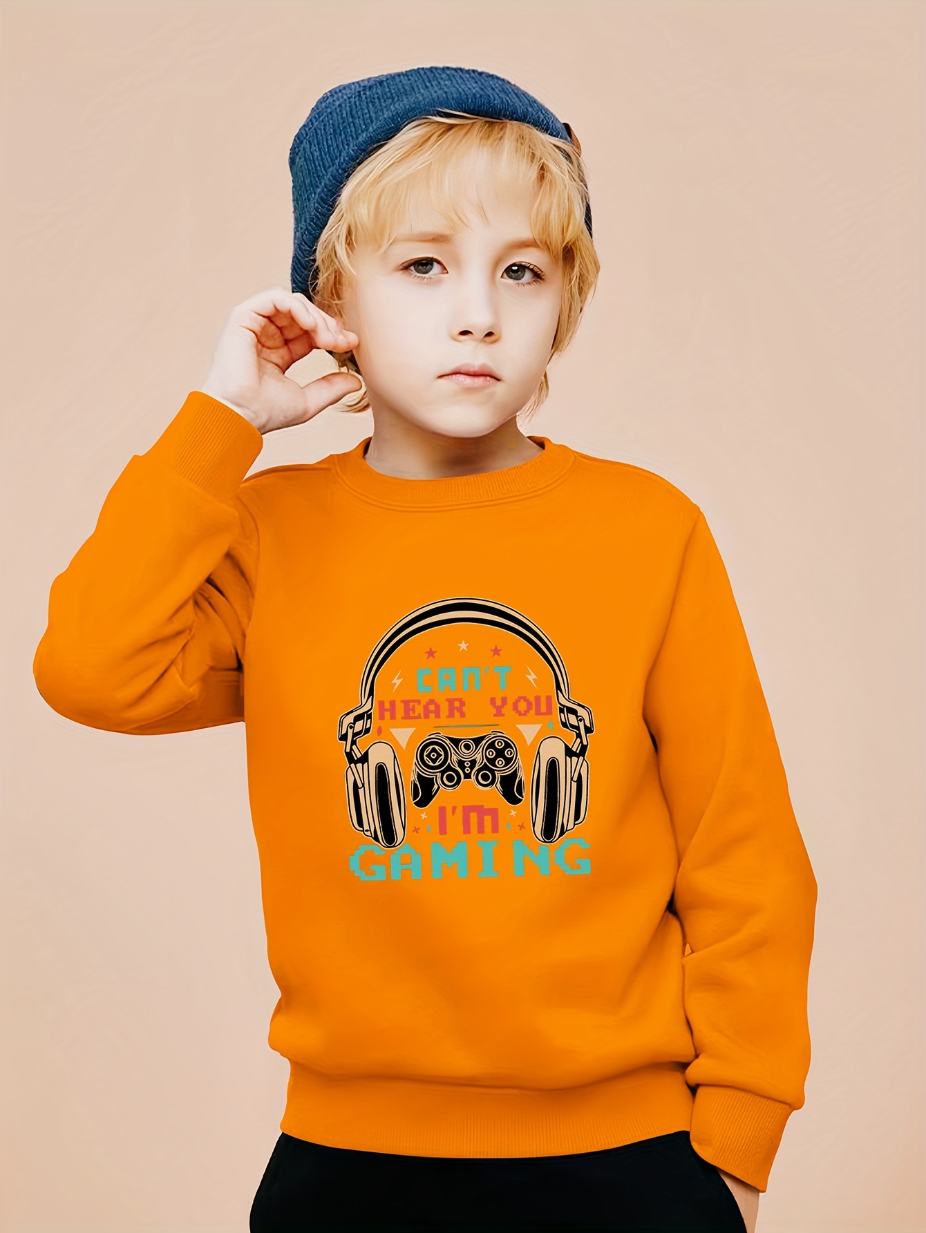 ''t Hear 'm Gaming' Print Boys Casual Creative Pullover - Temu Australia