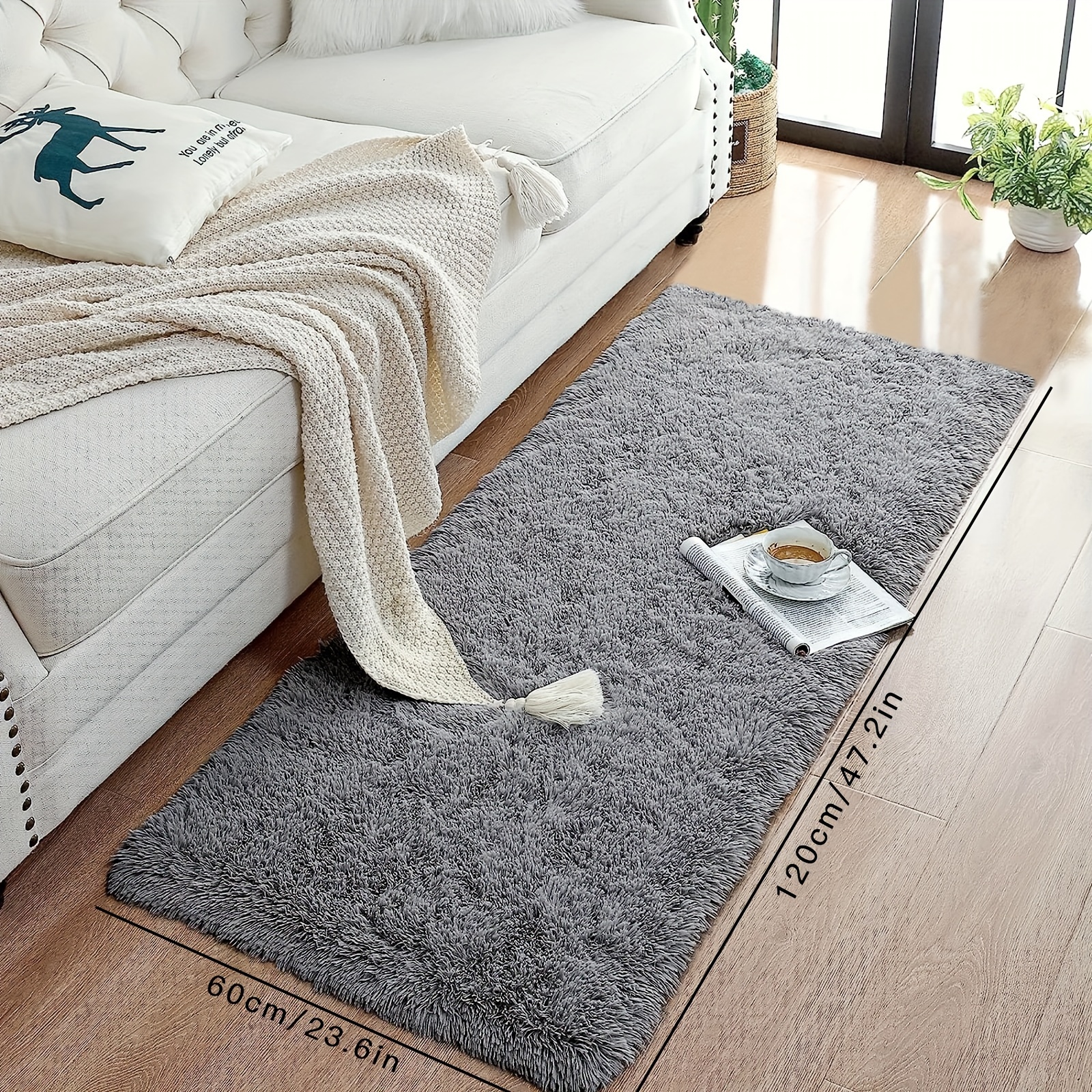 1pc Simple Half-round Shape Faux Cashmere Carpet, Soft And Thick Floor Mat  Suitable For Living Room Sofa Balcony Coffee Table Bedroom