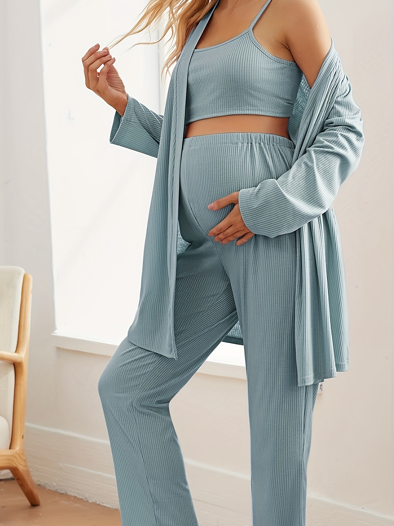 Conjunto de ropa de lactancia posparto para mujer, Top de manga larga y  pantalones, pijama de maternidad, 2024 - AliExpress
