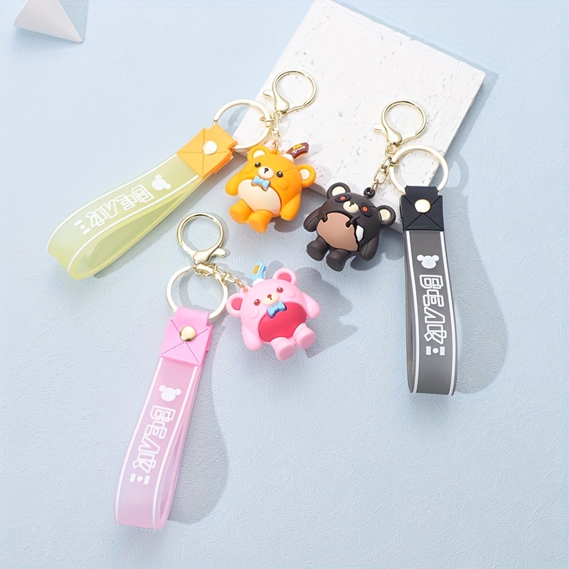 Cartoon Bear Bracelet Keychain Cute Animal Doll Key Ring - Temu Australia