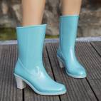 botas lluvia tacón grueso mujer botas impermeables moda