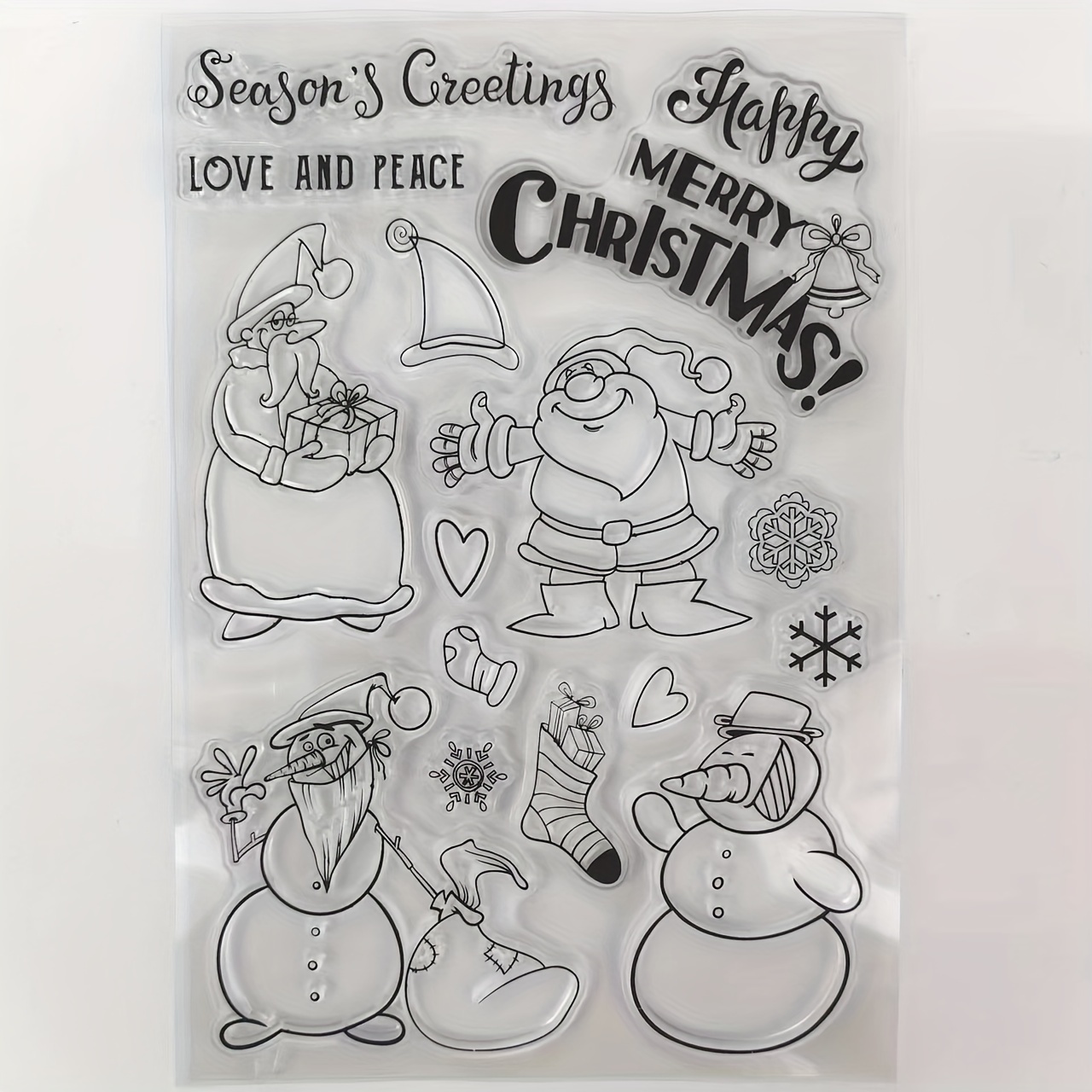 Merry Christmas Trees Deer Clear Stamps for Card Making Decoration DIY  Scrapbooking, Greeting Words Transparent Rubber Seal Stamps for Photo Card