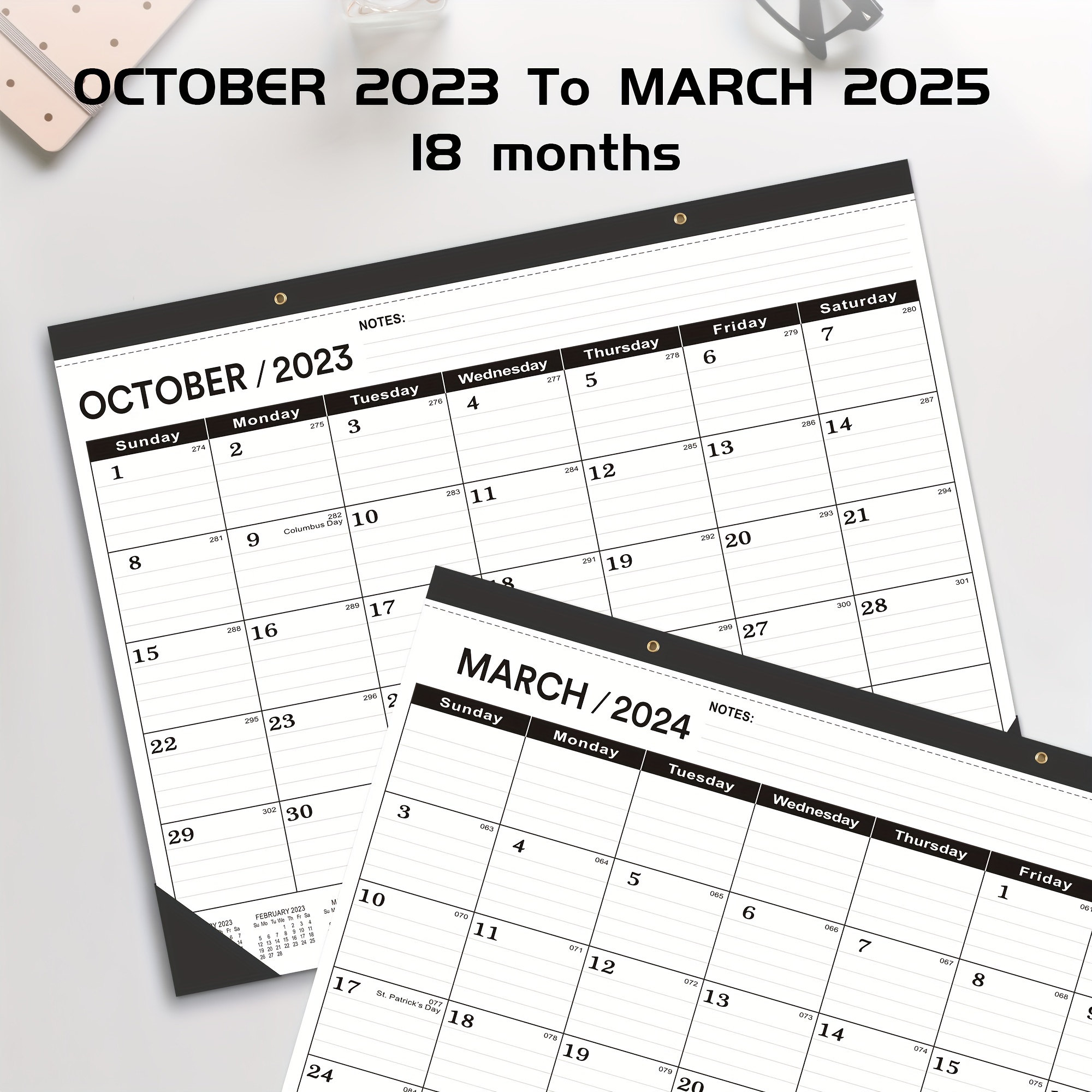 Acheter Agenda organisateur calendrier anglais 18 mois fournitures de  papeterie 2024 calendrier mural hommes/femmes
