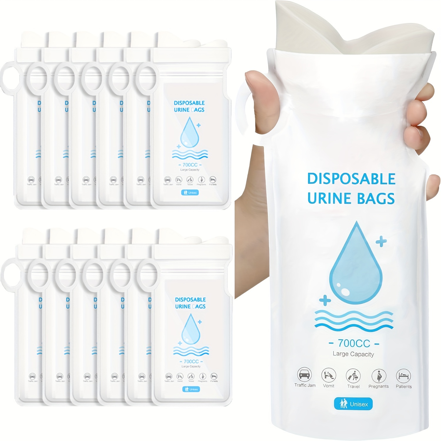 12 Pack 700ML Emergency Disposable Urinal Bags Camping Pee Bags