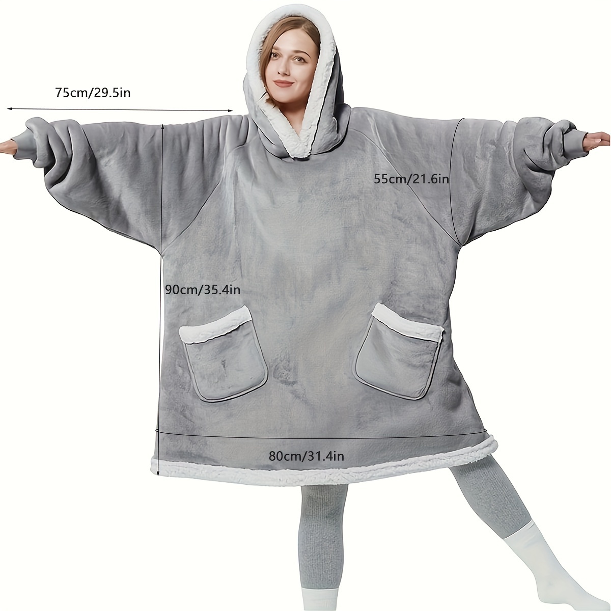 Bedsure Wearable Blanket Hoodie with Sleeves - Sherpa Hooded Blanket Adult  as Warm Gifts for Girlfriend Women Mom, Winter Sweatshirt Blanket with