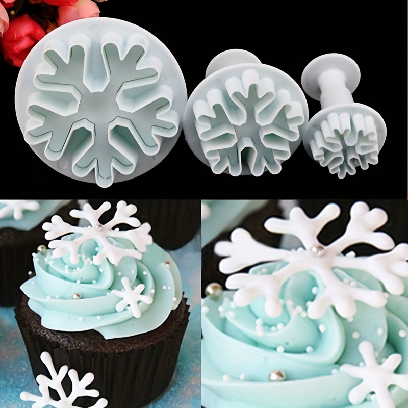 

3pcs, Snowflake Fondant Cutter Plunger Molds, Cookie Cake Decorating Molds, Baking Tools, Kitchen Gadgets, Kitchen Accessories, Home Kitchen Items