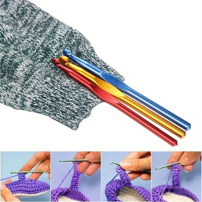 Colorful Aluminum Crochet Hooks Knitting Needles Craft Yarn - Temu