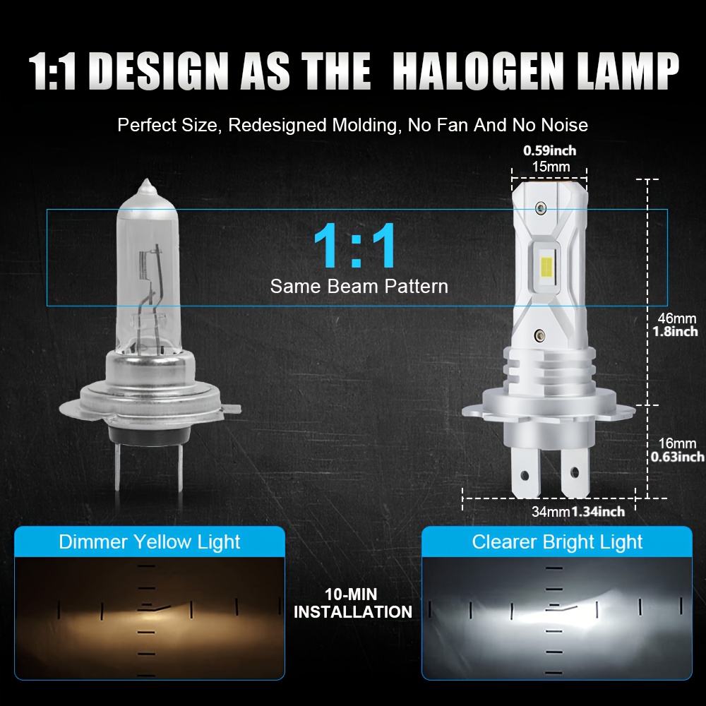 Star Home 2Pcs 55W 12V H7 6000K Car Xenon Halogen Headlight Super Bright  White Bulb Lamp 