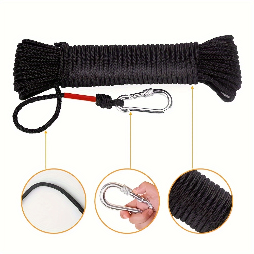 1pc 10m 20m Magnet Fishing Rope Carabiner Nylon Braided Rope Nylon Mooring  Line Anchor Clothesline Boat Anchor Crafting Blocking Pulling Draging Cargo  Tying Tow Rope Paracord Leash, Today's Best Daily Deals