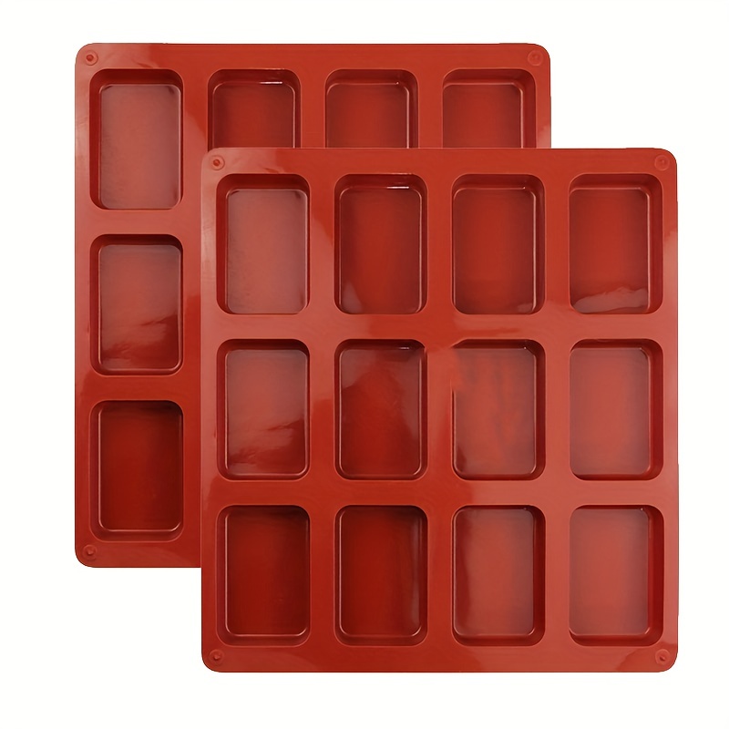 Silicone Brownie Baking Mold, Non-Stick 100% Food Grade (Red, Rectangles)